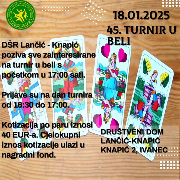 Turnir u beli 18.01.2025